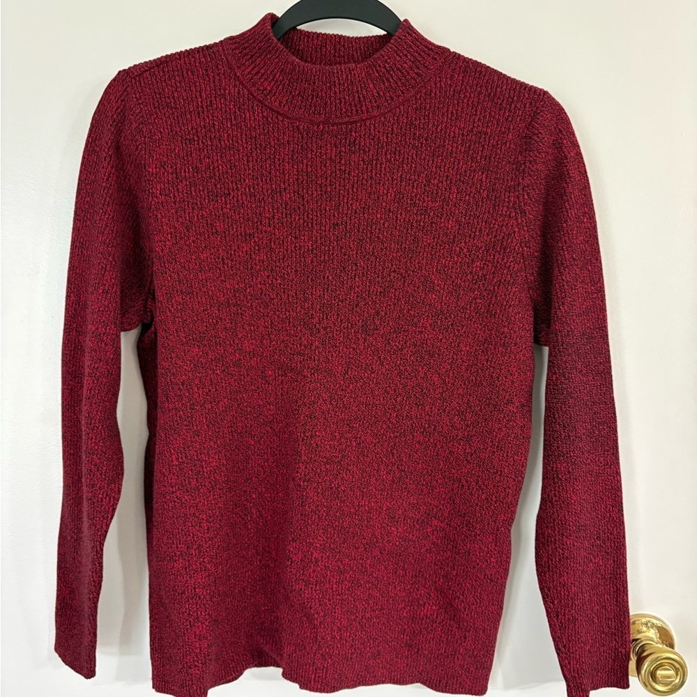 Karen Scott Women’s Heathered Red Mock-neck Sweater